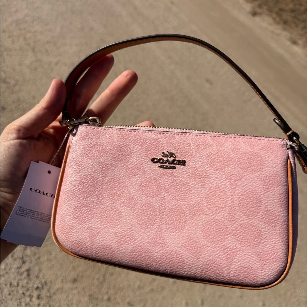 CoachโNolita 19 In Signature Canvas Gold/Powder Pink CDW31 NWT